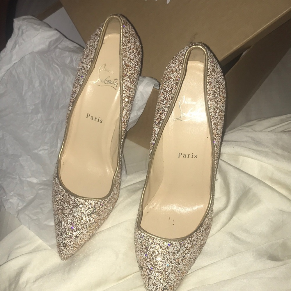 christian louboutin gold pigalle glitter heels